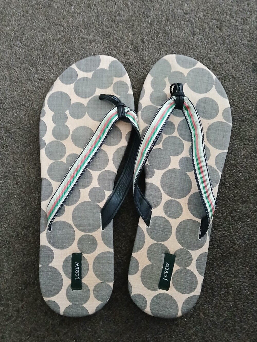 J. Crew Women's Gray Polka Dot Flip Flop Sandals Size 11